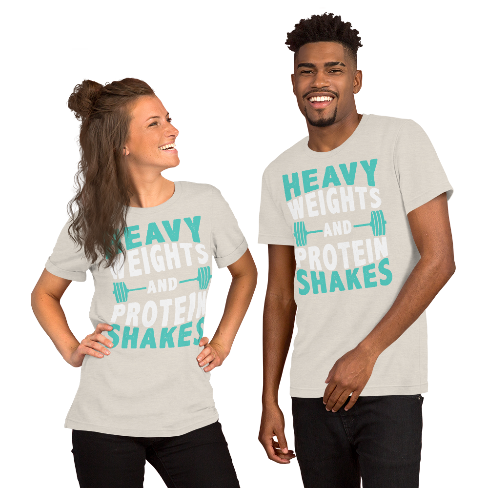 Heavy Weights and Protein Shakes Unisex T-Shirt - Salutaris Health and Fitness