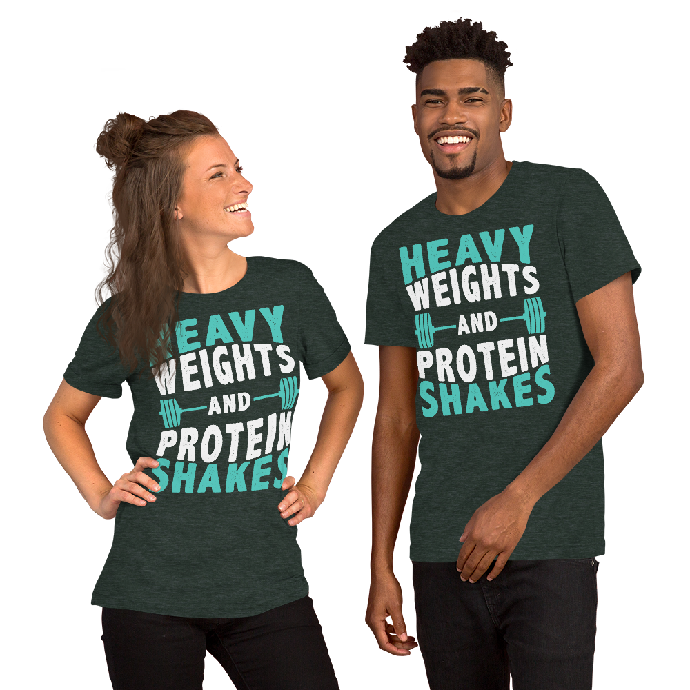 Heavy Weights and Protein Shakes Unisex T-Shirt - Salutaris Health and Fitness